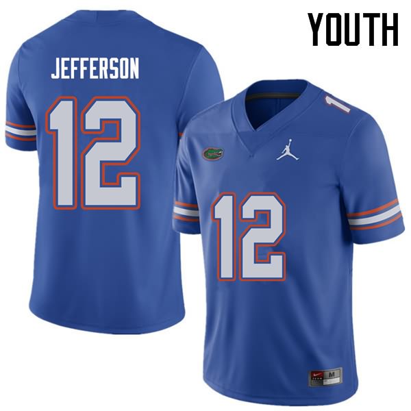 Youth NCAA Florida Gators Van Jefferson #12 Stitched Authentic Jordan Brand Royal College Football Jersey YXB8165DF